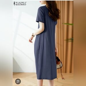 Zanzea Elegant Blue Maxi Dress / XXXL